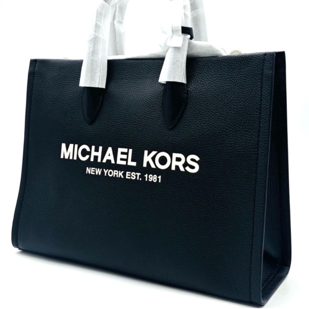 Michael Kors Medium Mirella Tote Bag Black Leather - Picture 2 of 12